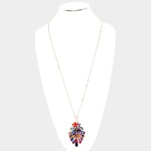 Multicolored leaf pendant necklace